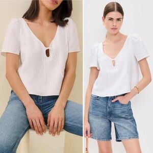 Reformation Mayla Linen Top Elegant White Women's Top Sz XS NWT 128$